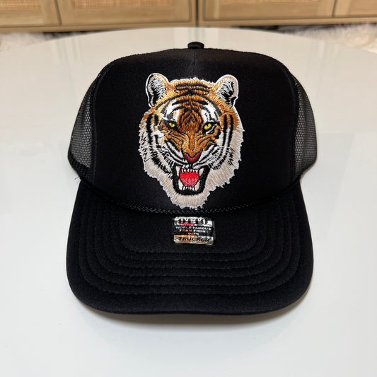 Tiger Trucker Hat Black