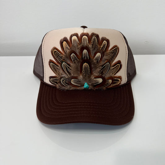 FEATHER Trucker Hat Two Tone Tan Brown